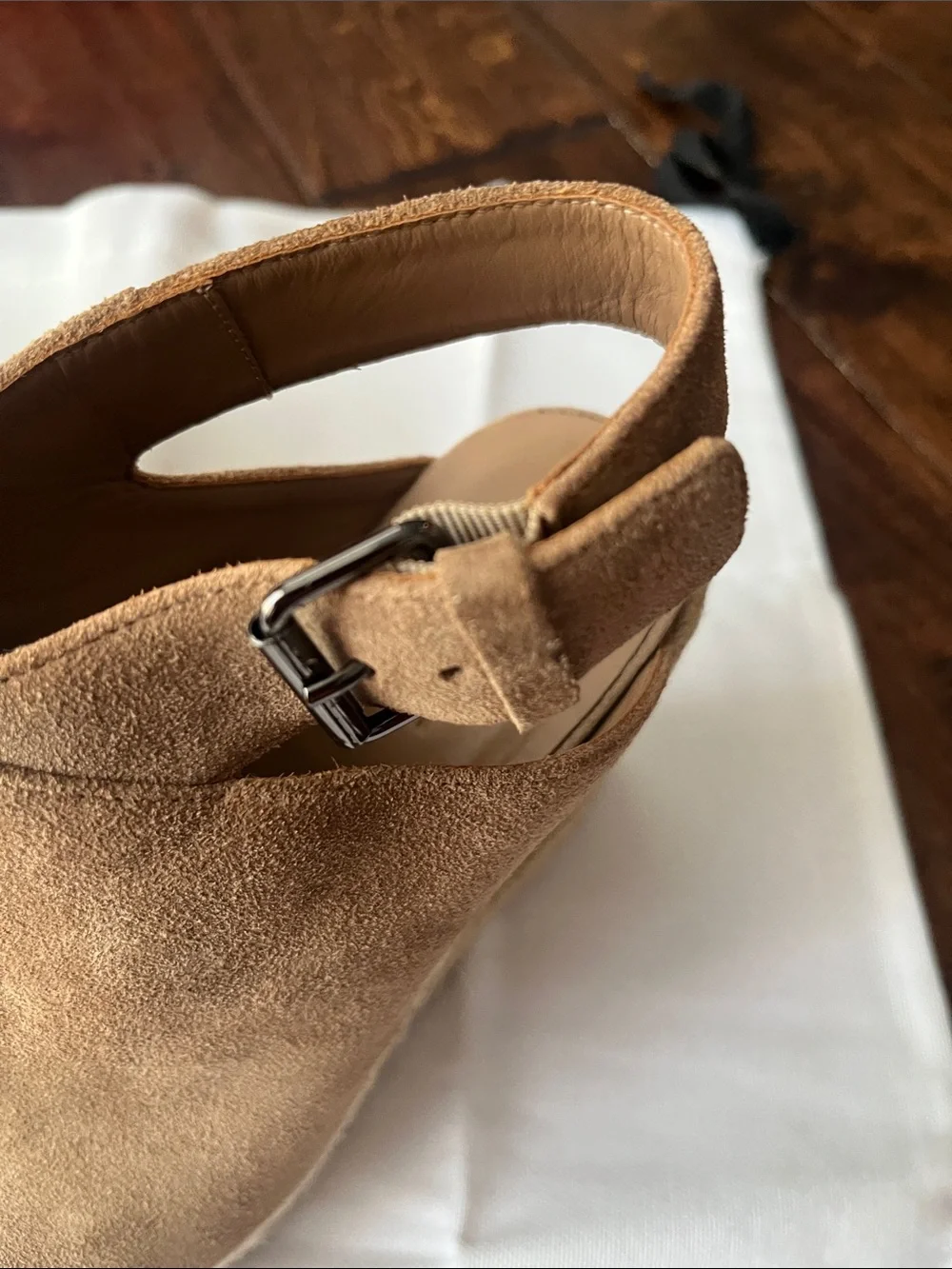 Vince Tan Suede Open-Toe Espadrille Wedge Sandals